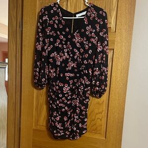 Chic Black Floral Long Sleeve Dress